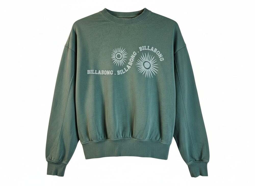 Billabong Time For Kendal Crew Fleece Sweatshirt Green  Oversized XS